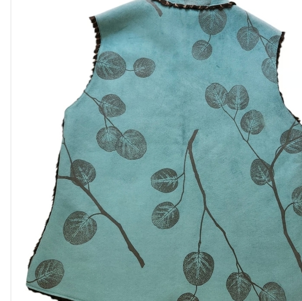 Chic Teal Leaf Pattern Vest - image 2